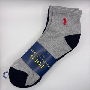 Polo Ralph Lauren Socks Mens 10-13 Grey Navy Blue 4 Pack Ankle Low Cut New NWT